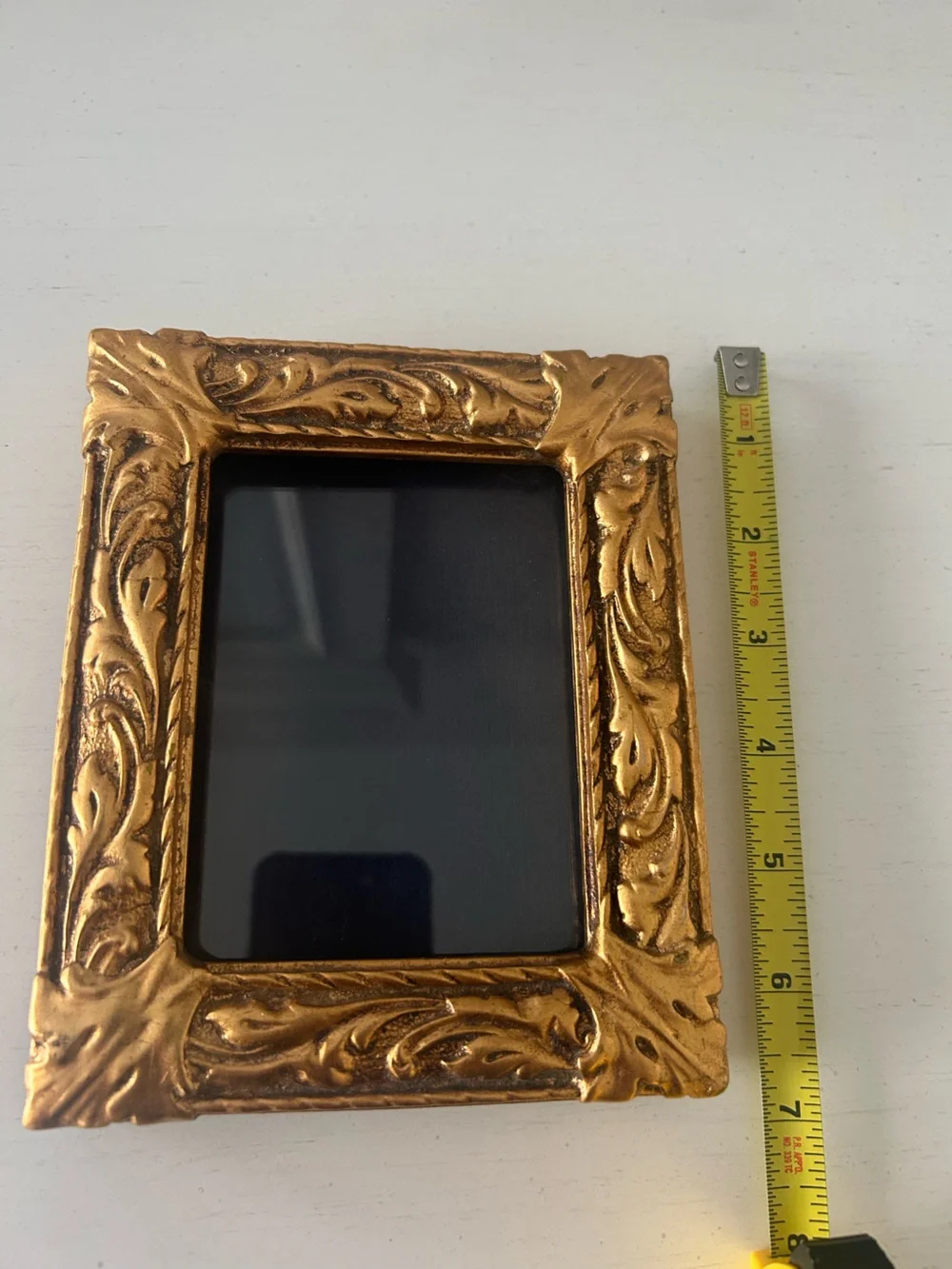 Italian Style Antique Gold Painted Ornate Wood Small Picture Frame 3x5